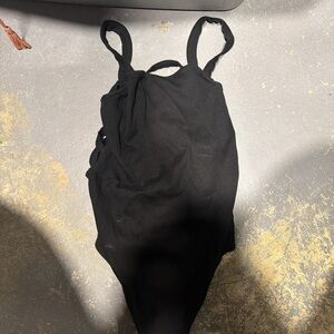 Express Black Ribbed Bodysuit